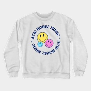 ACID HOUSE  - Circular Font With 3 Smileys (navy/pink/blue) Crewneck Sweatshirt